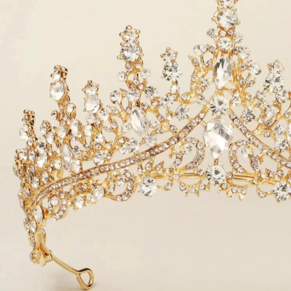 New gold and silver rhinestone bridal wedding crown